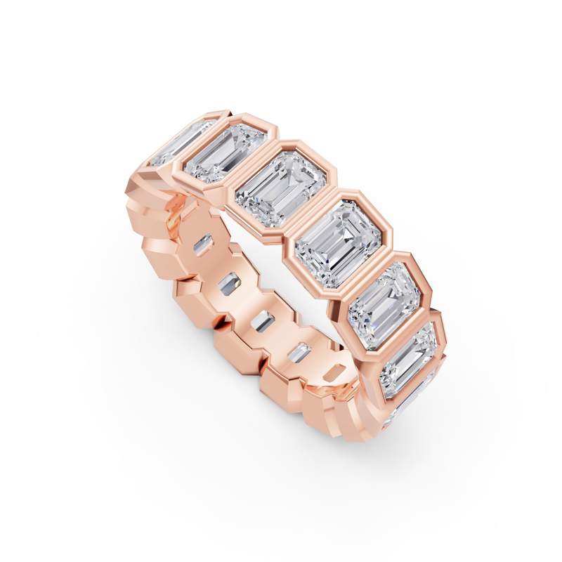 Rose Gold Bezel Set Emerald Eternity (5ctw)