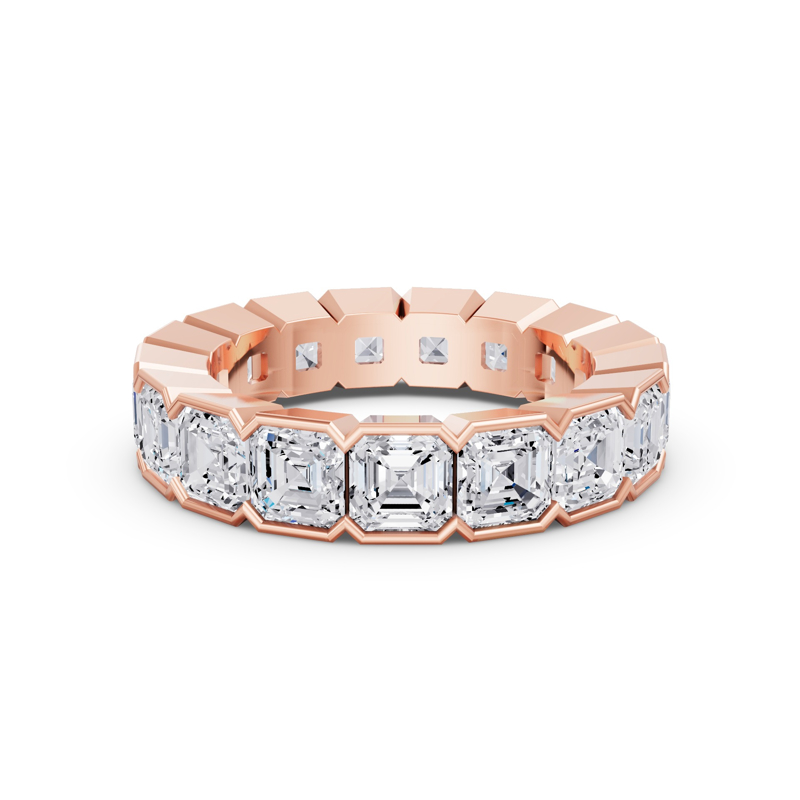 Rose Gold Half Bezel Asscher Eternity (5ctw)