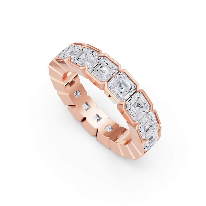 Rose Gold Half Bezel Asscher Eternity (5ctw)
