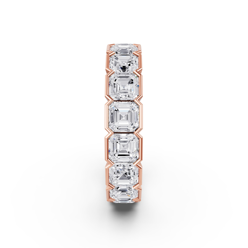 Rose Gold Half Bezel Asscher Eternity (5ctw)