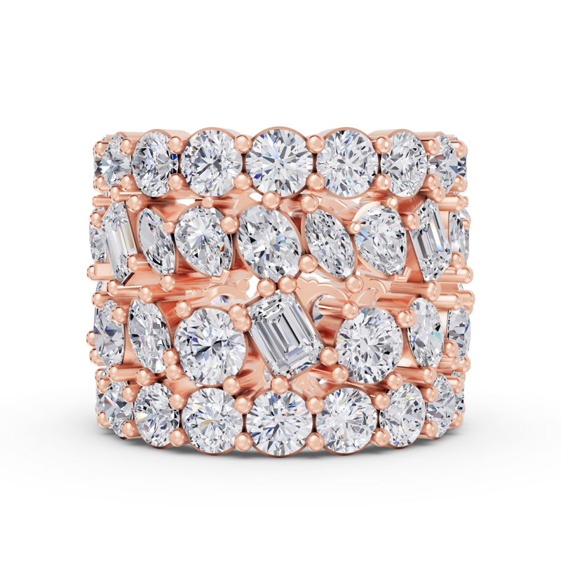 Rose Gold Luxury Multi Shaped Wide Eternity (10ctw)