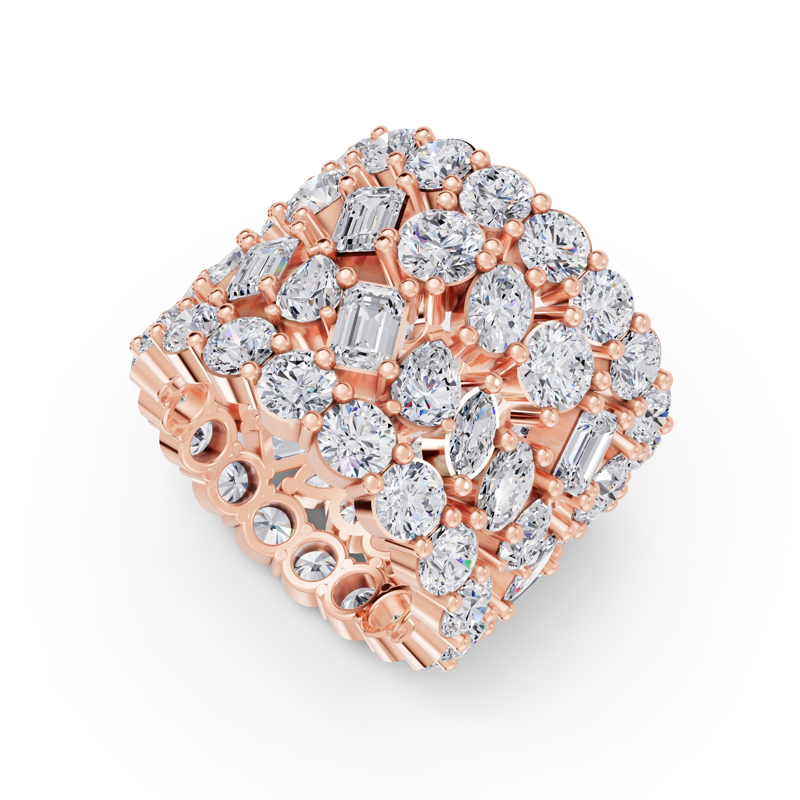 Rose Gold Luxury Multi Shaped Wide Eternity (10ctw)