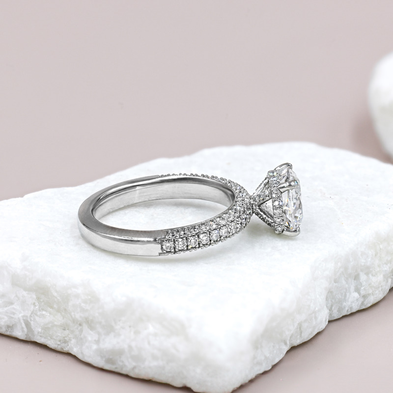 Platinum 2ct Cushion Three Row Pave