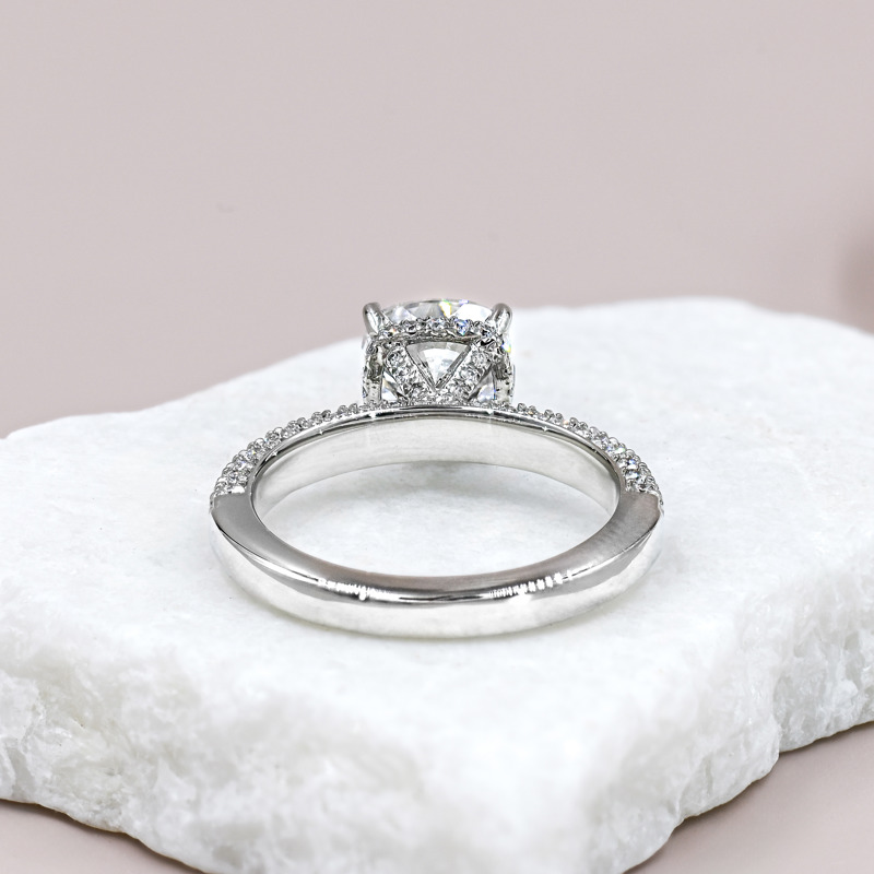 Platinum 2ct Cushion Three Row Pave