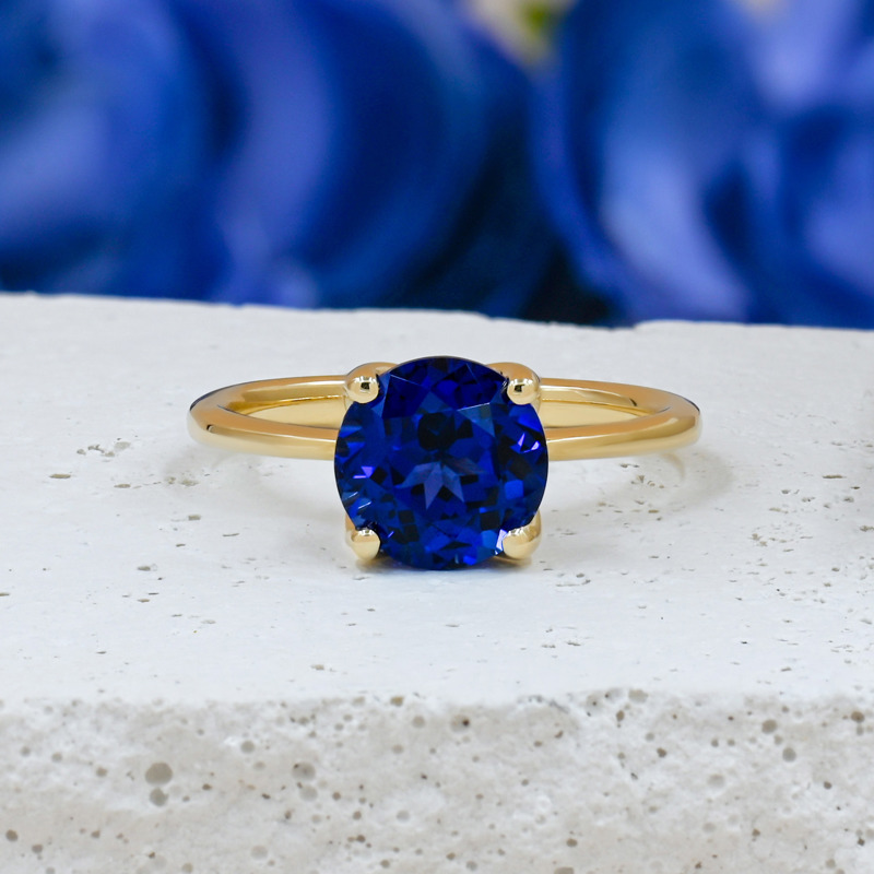Tulip Solitaire Blue Sapphire Ring