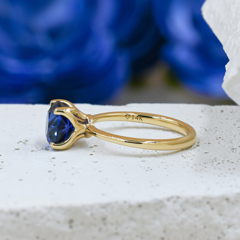 Tulip Solitaire Blue Sapphire Ring
