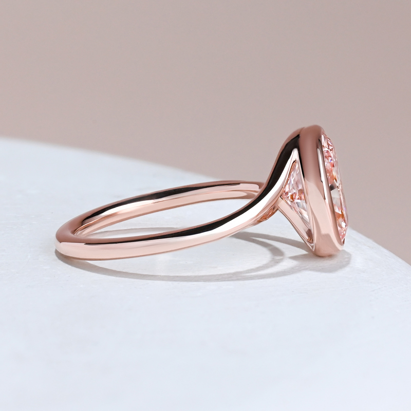 Rose Gold Nuvo Bezel & 2-1/2ct Elongated Cushion Pink Diamond Center