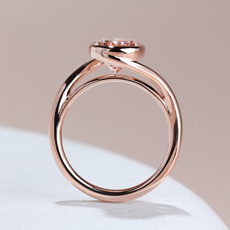 Rose Gold Nuvo Bezel & 2-1/2ct Elongated Cushion Pink Diamond Center