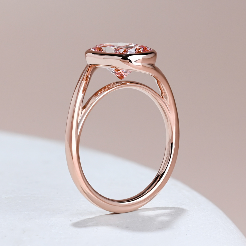 Rose Gold Nuvo Bezel & 2-1/2ct Elongated Cushion Pink Diamond Center