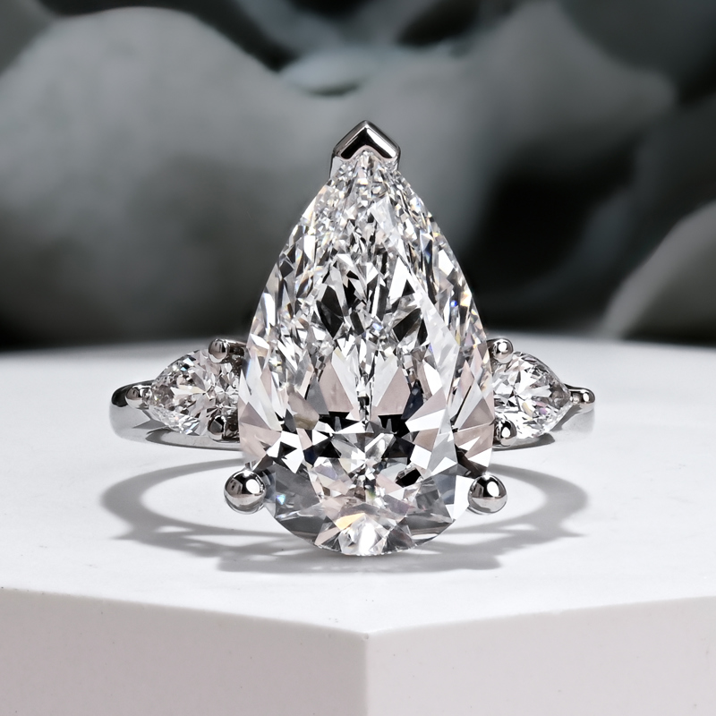 Grand 6ct Pear Three Stone