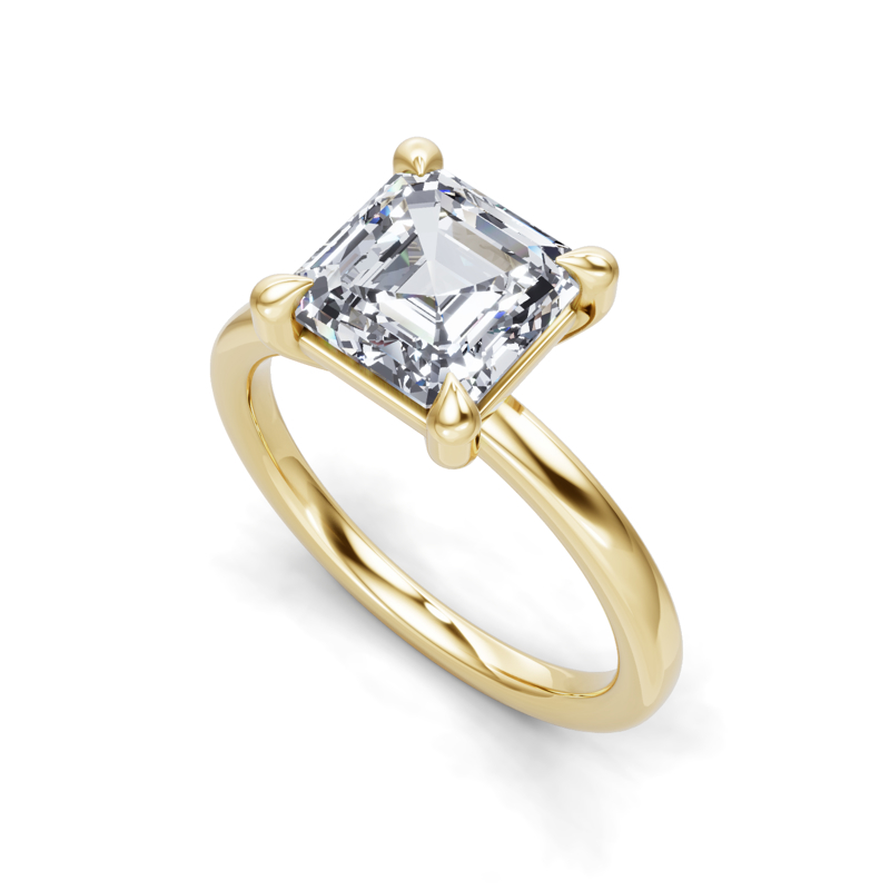 Yellow Gold Hailey Solitaire & 1ct Asscher Center