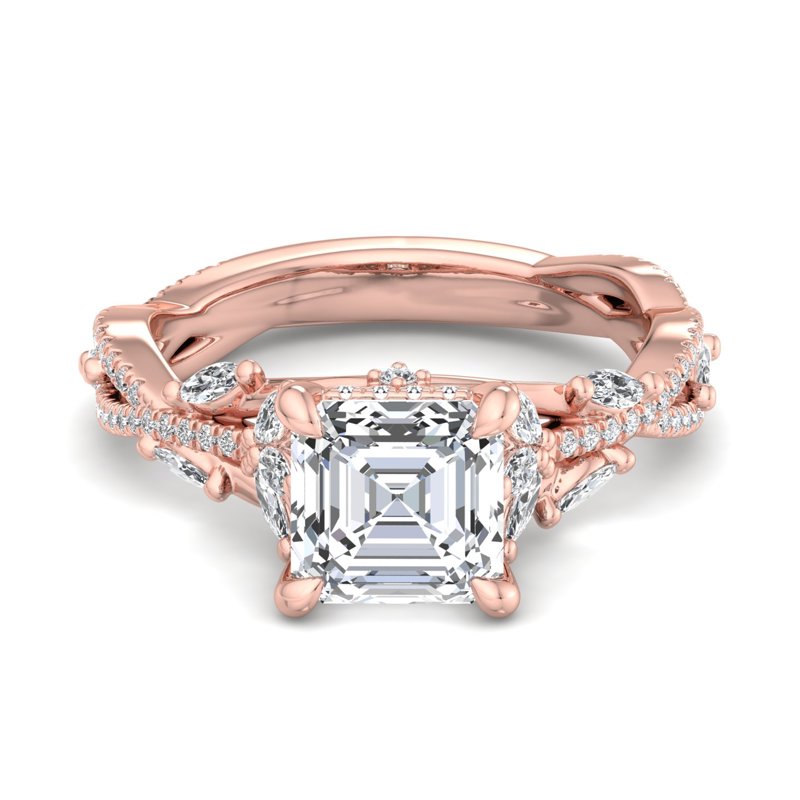 Rose Gold Magnolia Vine & 1ct Asscher Center