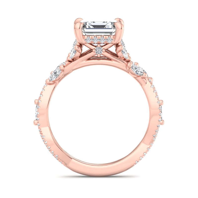 Rose Gold Magnolia Vine & 1ct Asscher Center