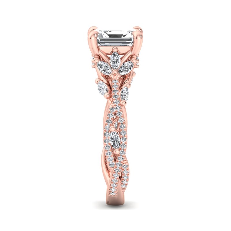 Rose Gold Magnolia Vine & 1ct Asscher Center