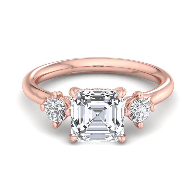 Rose Gold Skyler Three Stone & 1ct Asscher Center