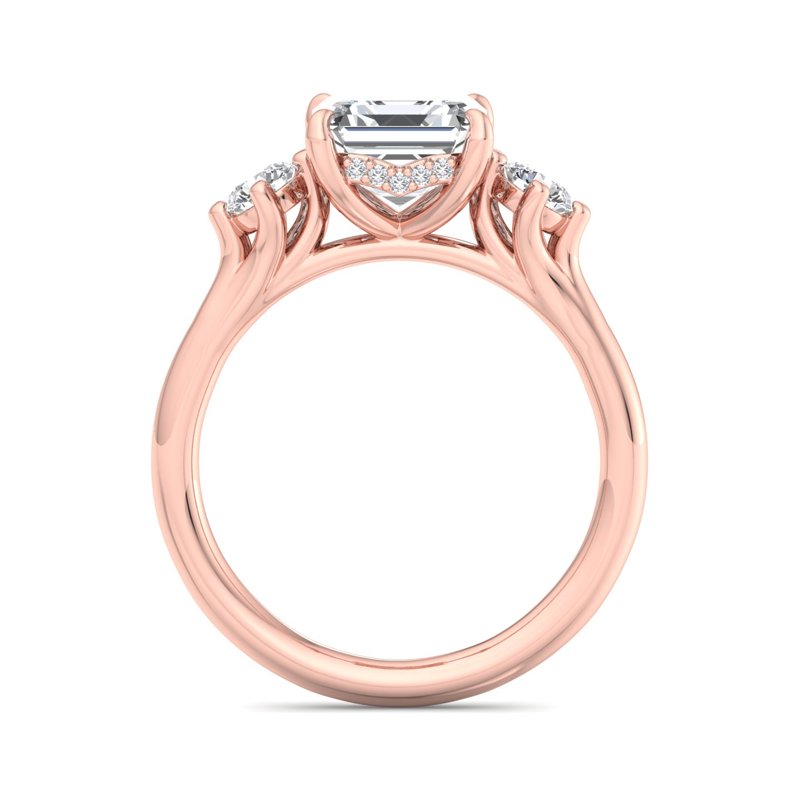 Rose Gold Skyler Three Stone & 1ct Asscher Center
