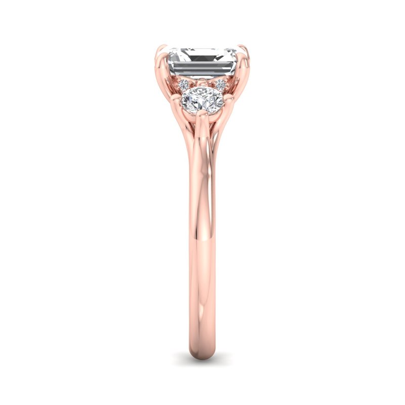Rose Gold Skyler Three Stone & 1ct Asscher Center