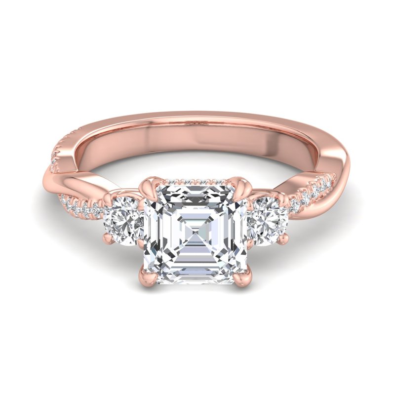 Rose Gold Couture Twist Hidden & 1ct Asscher Center