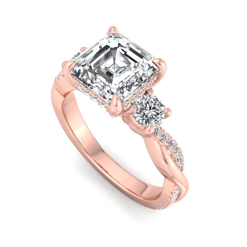 Rose Gold Couture Twist Hidden & 1ct Asscher Center
