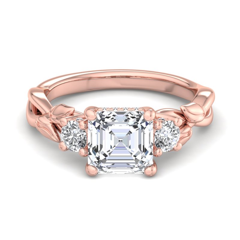 Rose Gold Autumn Vine Tres & 1ct Asscher Center