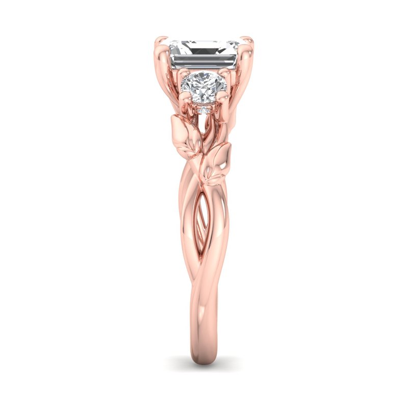 Rose Gold Autumn Vine Tres & 1ct Asscher Center
