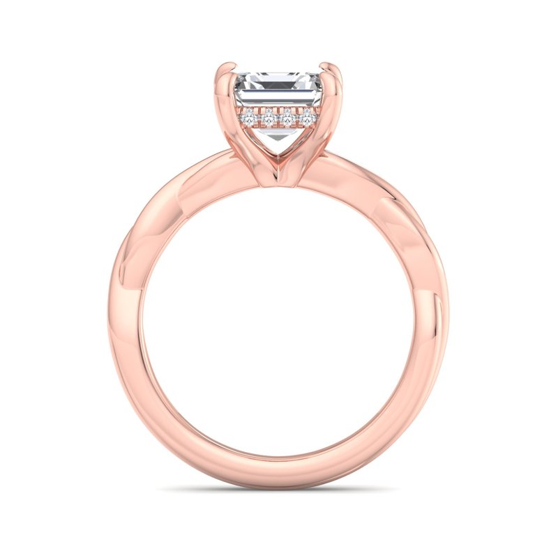 Rose Gold Twist Hidden Halo & 1ct Asscher Center