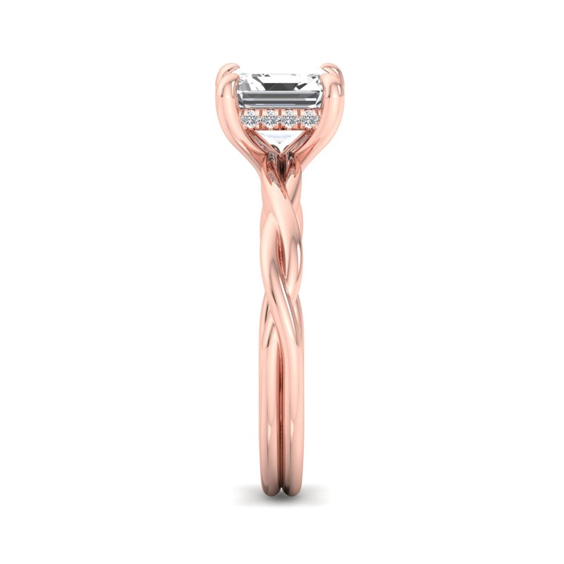 Rose Gold Twist Hidden Halo & 1ct Asscher Center
