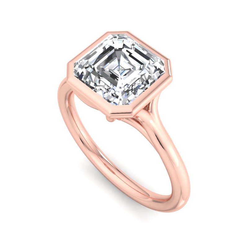 Rose Gold Tessa Bezel Solitaire & 1ct Asscher Center