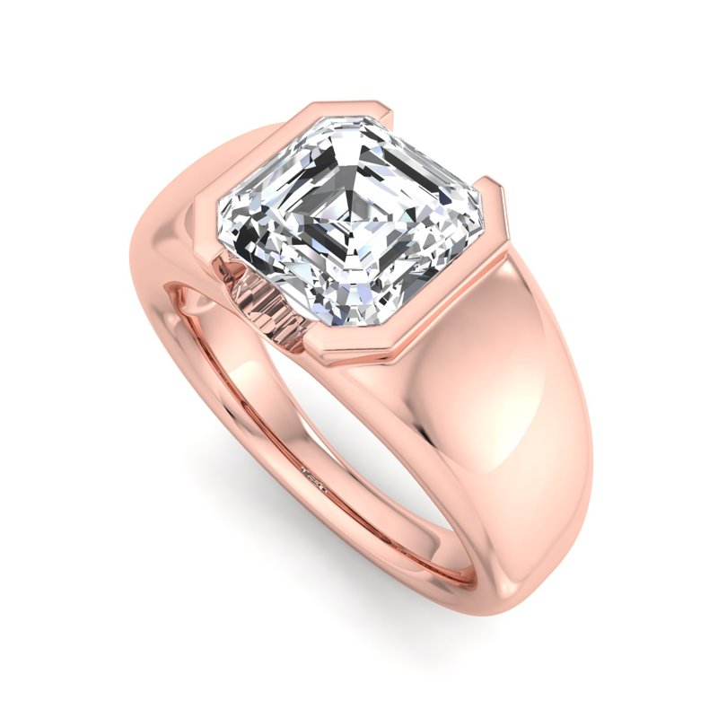 Rose Gold Gemma Bezel Solitaire & 1ct Asscher Center