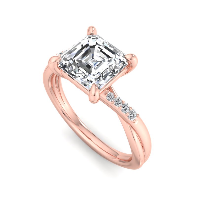 Rose Gold Mae Twist & 1ct Asscher Center