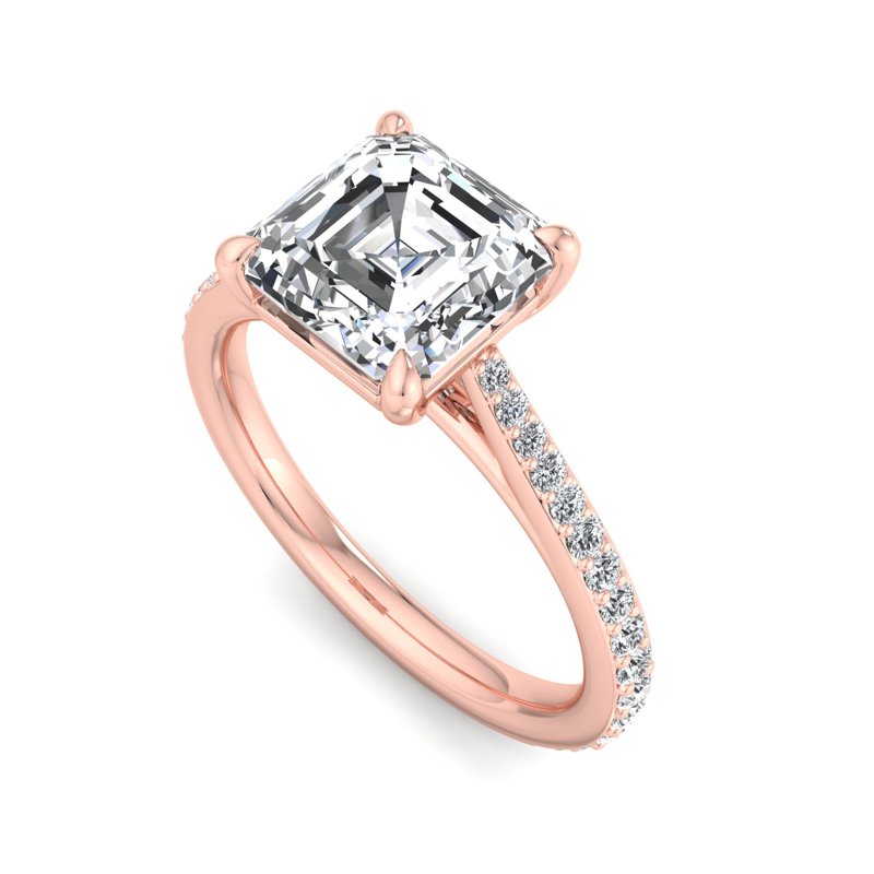 Rose Gold Whisper Leah & 1ct Asscher Center