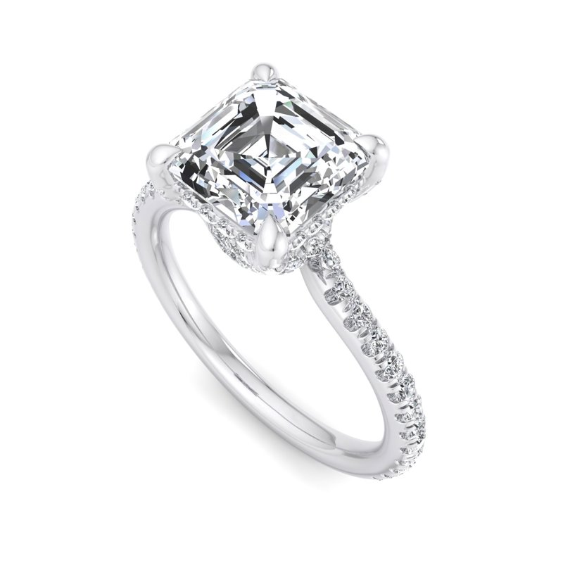 White Gold Lily Entwine & 1ct Asscher Center