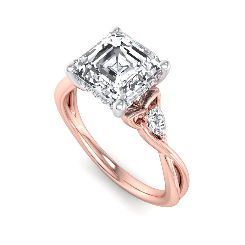 Rose Gold Brid's Promise & 1ct Asscher Lab Grown Diamond Center