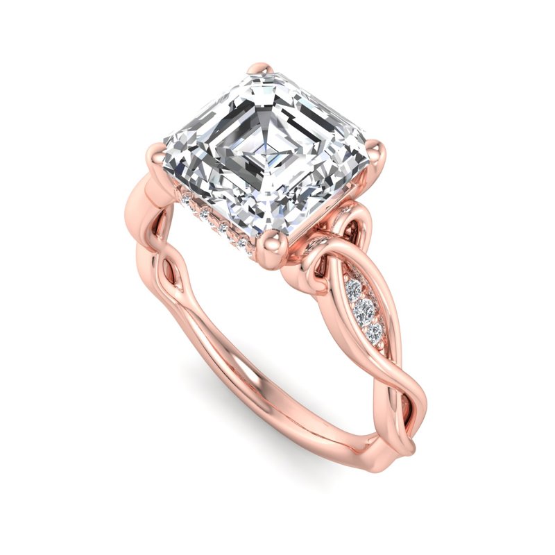 Rose Gold Eiee's Embrace & 1ct Asscher Lab Grown Diamond Center