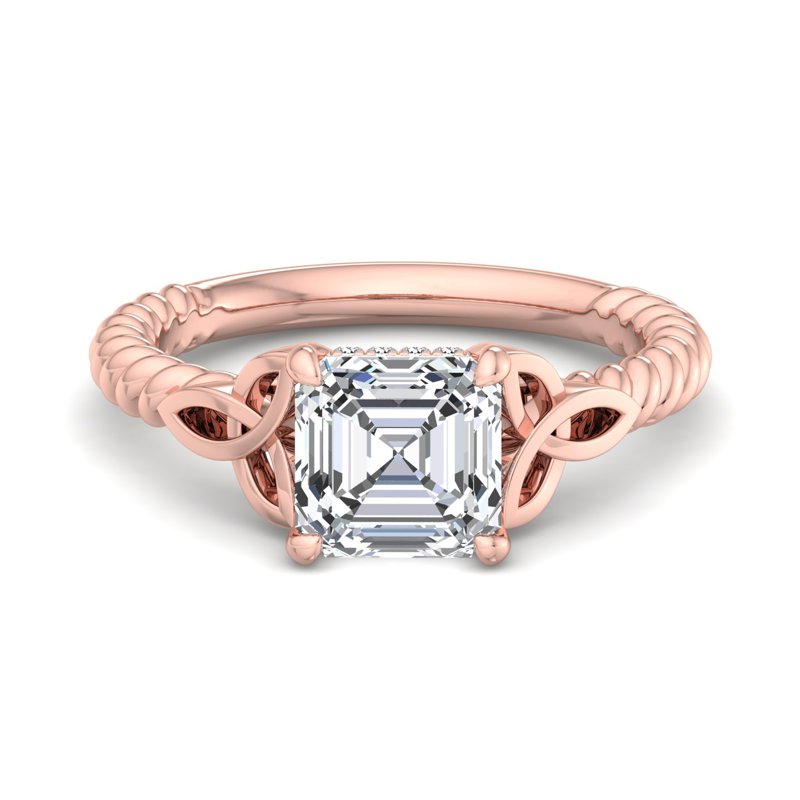 Rose Gold Trinity Flame  & 1ct Asscher Lab Grown Diamond Center