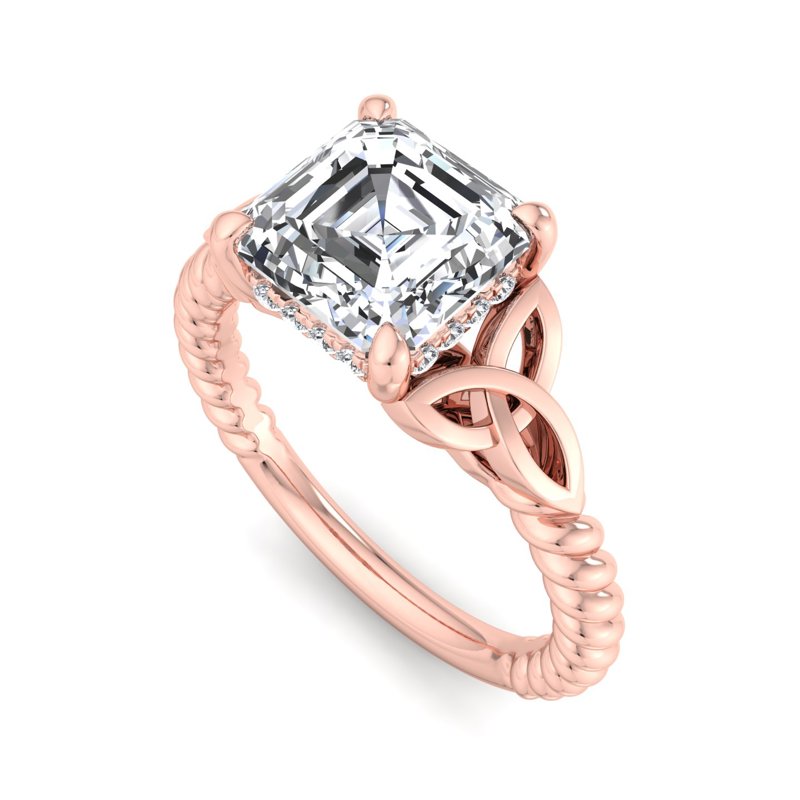 Rose Gold Trinity Flame  & 1ct Asscher Lab Grown Diamond Center