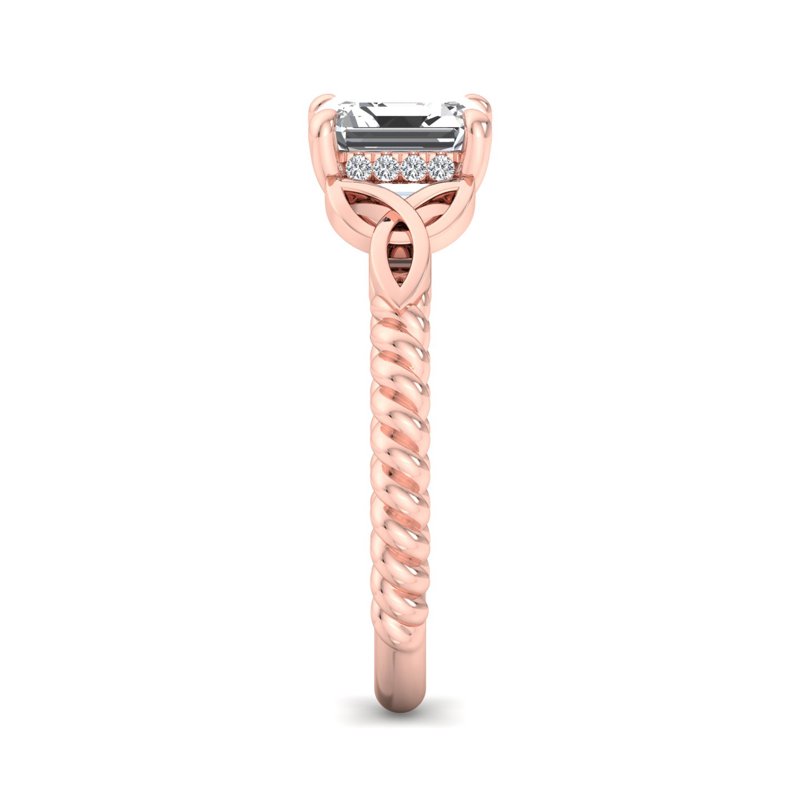 Rose Gold Trinity Flame  & 1ct Asscher Lab Grown Diamond Center