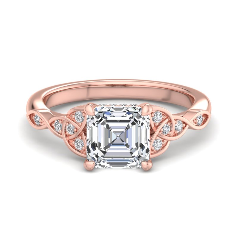 Rose Gold Tara's Light  & 1ct Asscher Lab Grown Diamond Center