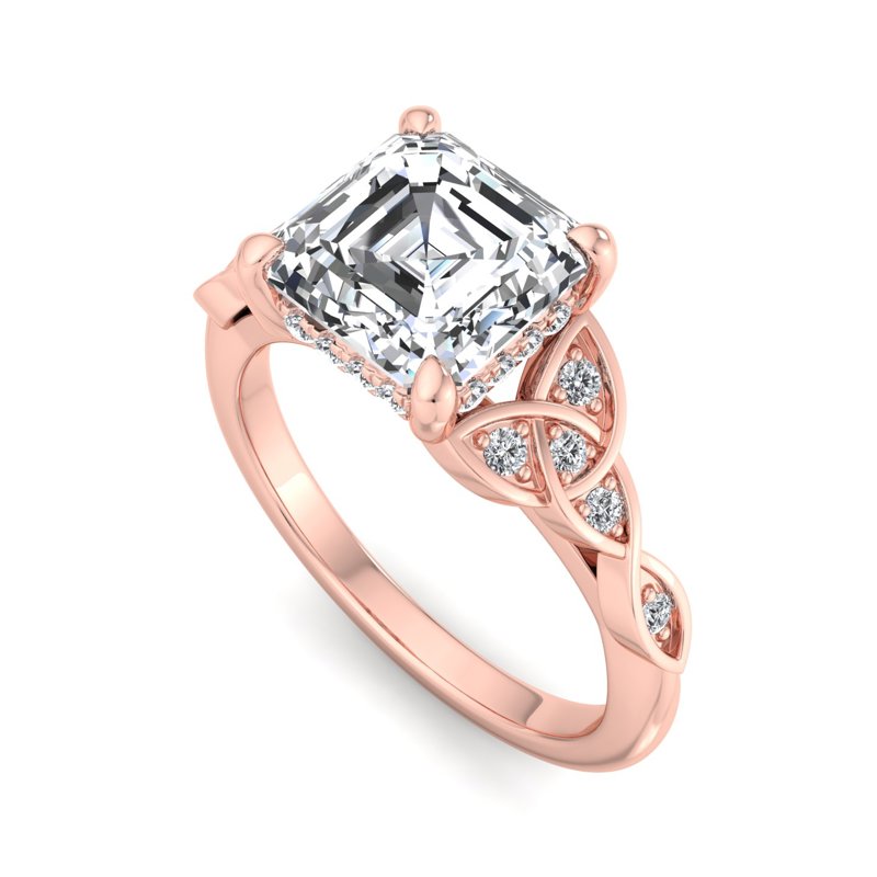 Rose Gold Tara's Light  & 1ct Asscher Lab Grown Diamond Center