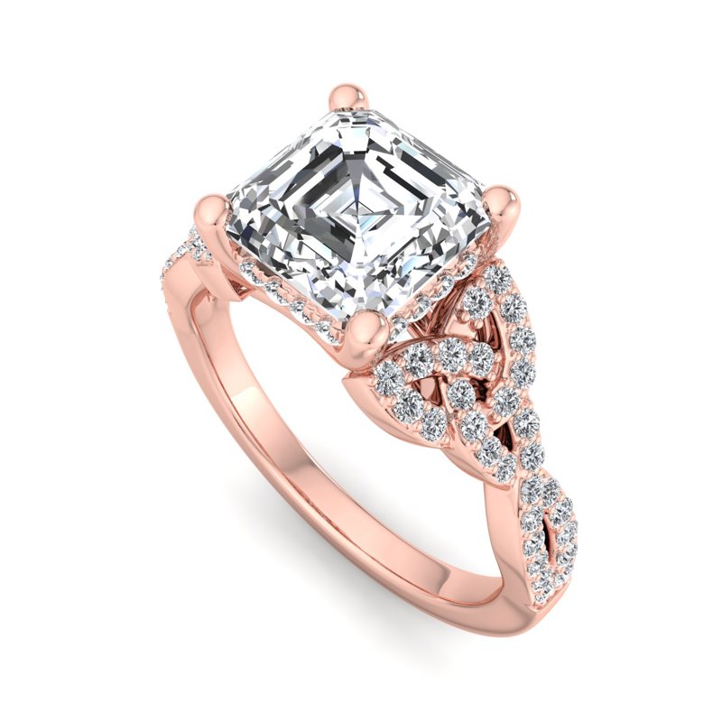 Rose Gold Aoife's Radiance & 1ct Asscher Lab Grown Diamond Center