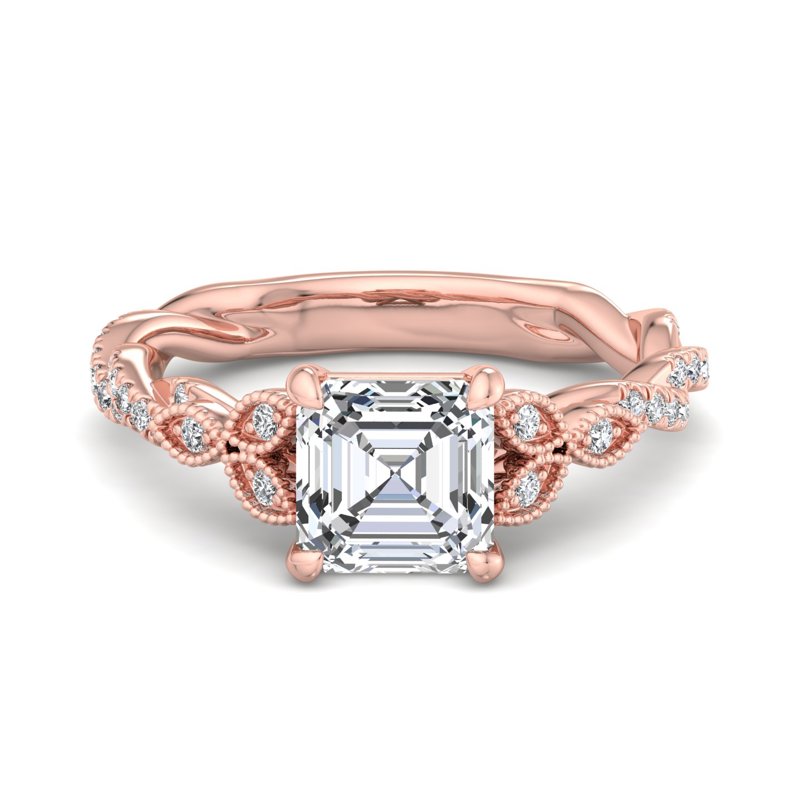 Rose Gold Tara's Braid & 1ct Asscher Lab Grown Diamond Center