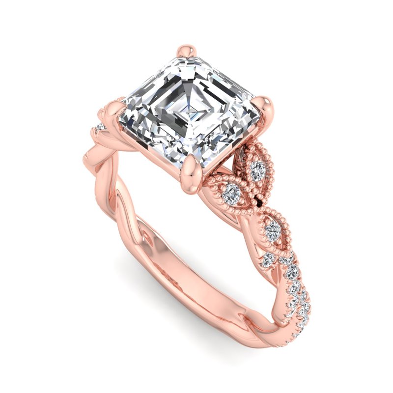 Rose Gold Tara's Braid & 1ct Asscher Lab Grown Diamond Center