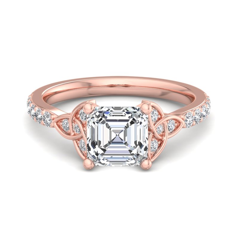 Rose Gold Celtic Trinity Bloom & 1ct Asscher Lab Grown Diamond Center
