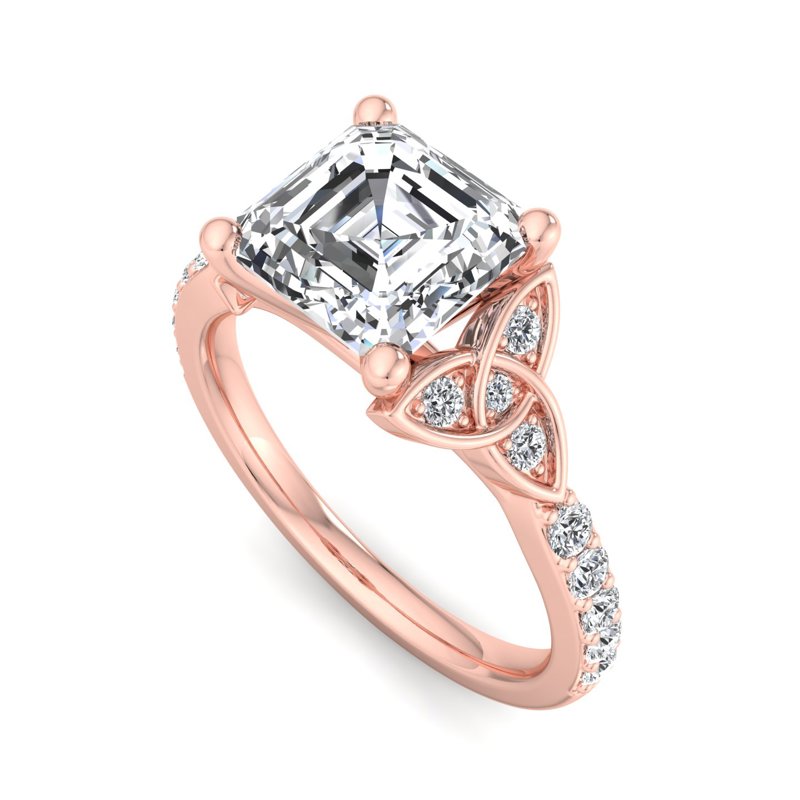 Rose Gold Celtic Trinity Bloom & 1ct Asscher Lab Grown Diamond Center