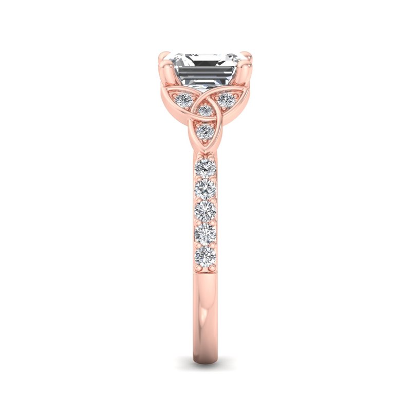 Rose Gold Celtic Trinity Bloom & 1ct Asscher Lab Grown Diamond Center