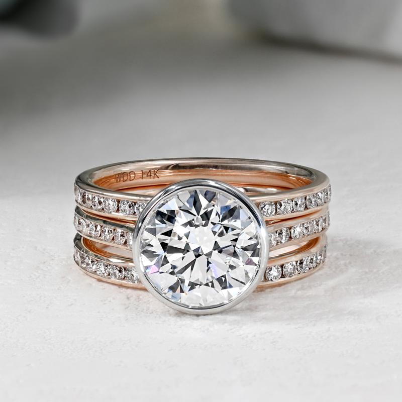 2-1/2ct Round Two Toned Bezel Ring