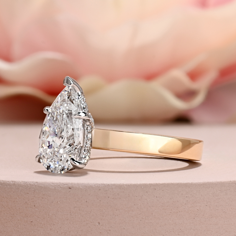 Wide Yellow Hidden 3ct Pear