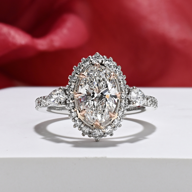 Milgrain Three Stone 2ct Oval