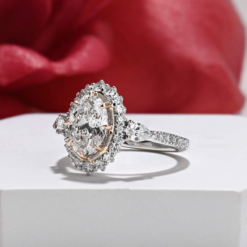 Milgrain Three Stone 2ct Oval