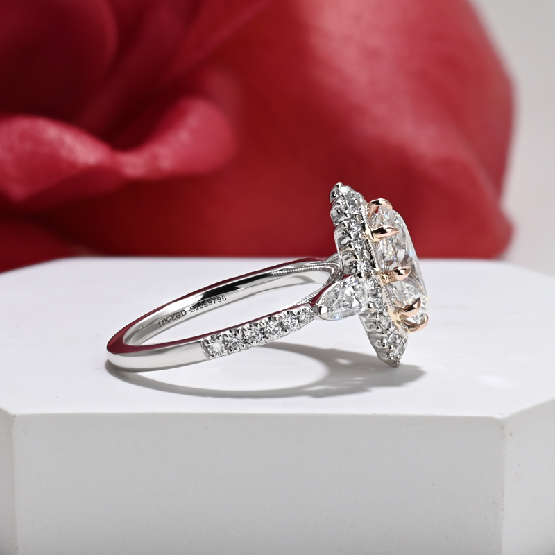 Milgrain Three Stone 2ct Oval